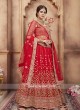 Bridal Heavy Embroidered Lehenga Set in Red